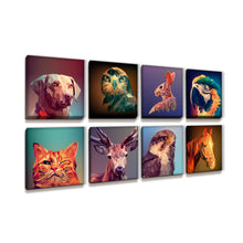 Cargar imagen en el visor de la galería, Set de 8 cuadros 20x20cm tematica animales polygonos
