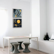Cargar imagen en el visor de la galería, Set de 2 cuadros 60x60cm con marco blanco temática abstracto
