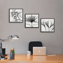 Cargar imagen en el visor de la galería, Set de 3 cuadros 60x60cm marco negro temática blanco y negro
