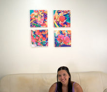 Cargar imagen en el visor de la galería, Set de 4 cuadros de 30x30cm tematica frutas coloridas
